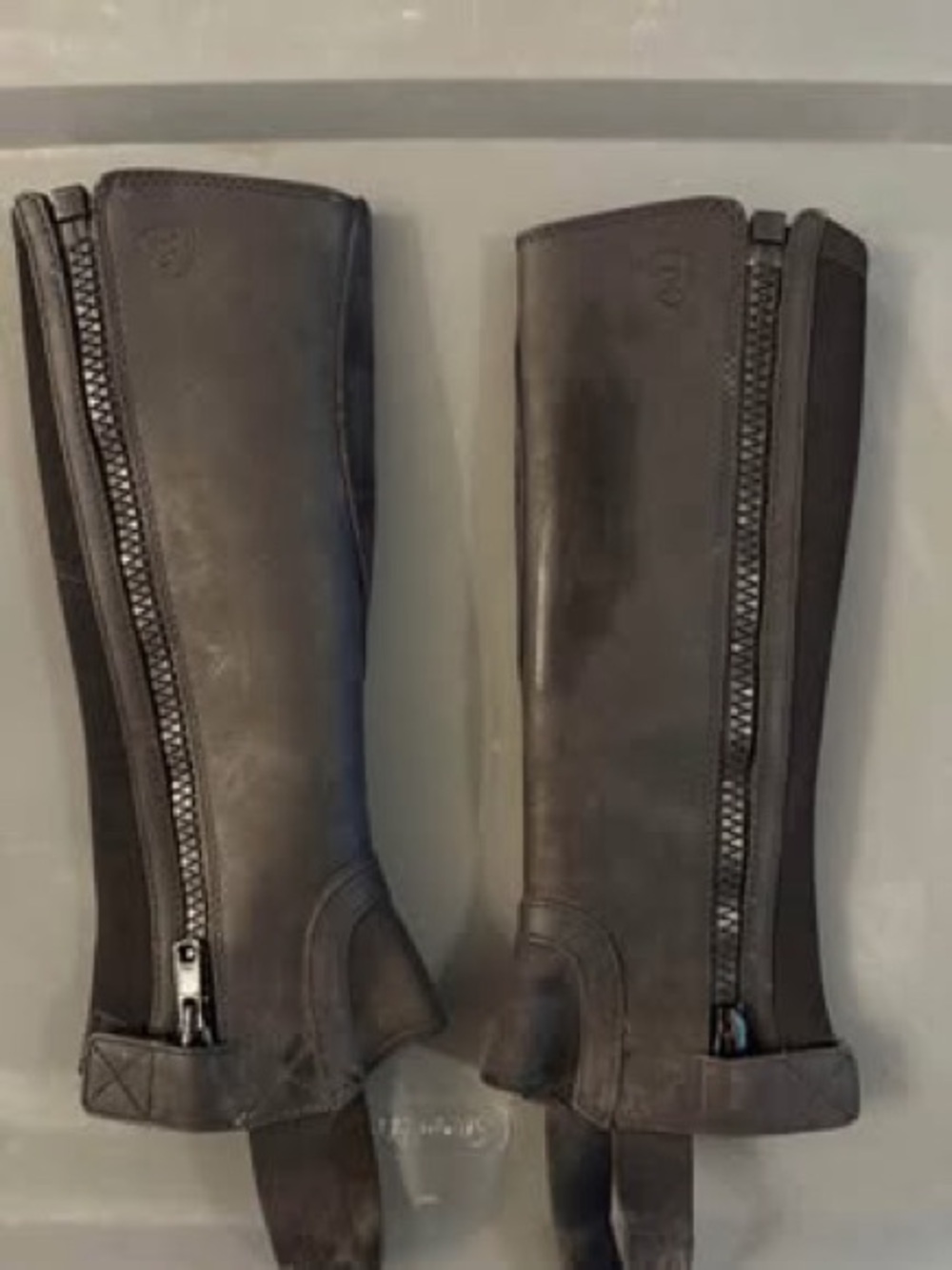Kids Leather Riding Half Chaps - Black